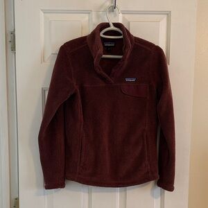 EUC Women's Patagonia Re-Tool Snap-T Pullover Fleece Jacket, Maroon, Small